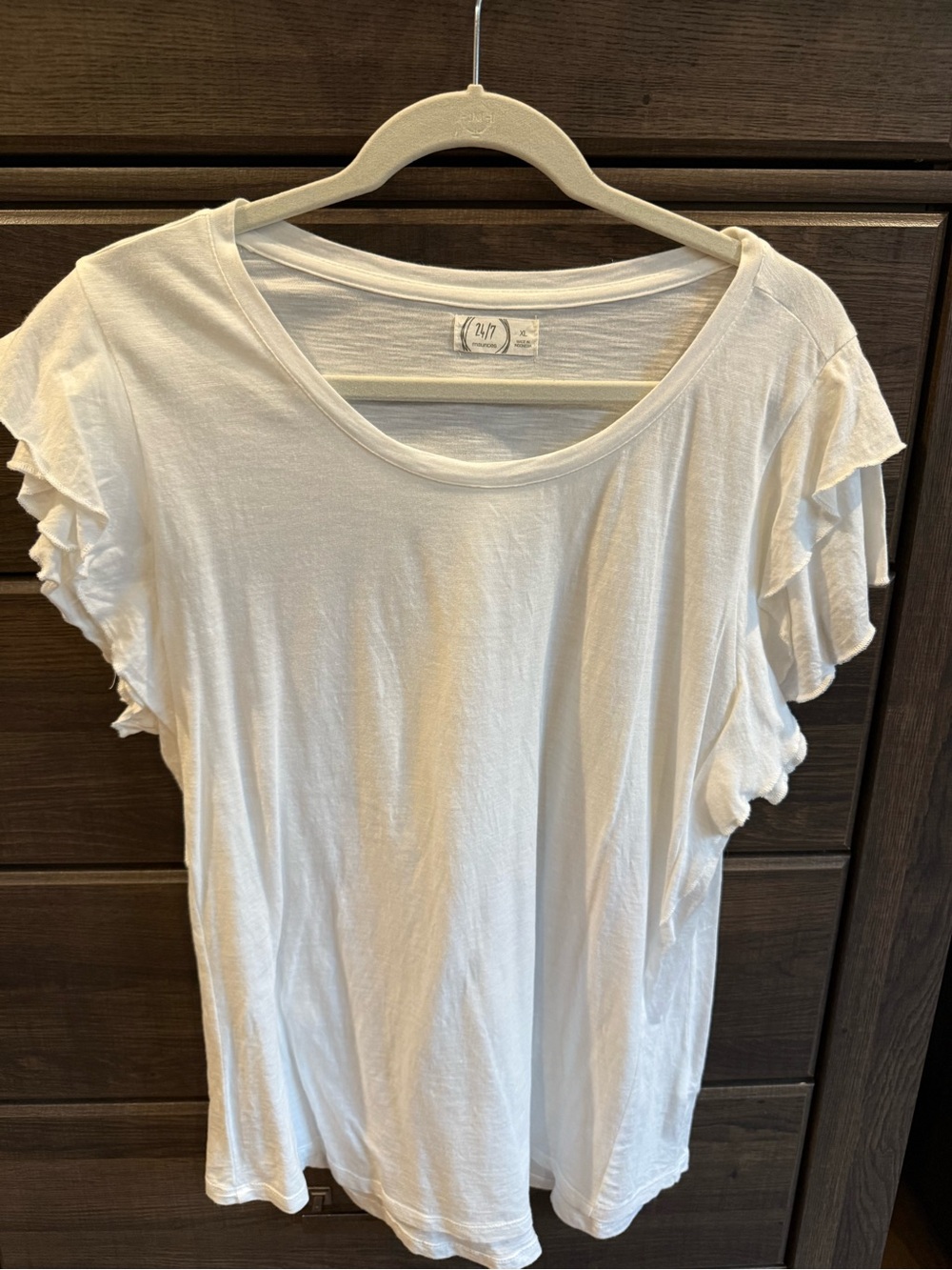 White Ruffle Sleeve Women's Top